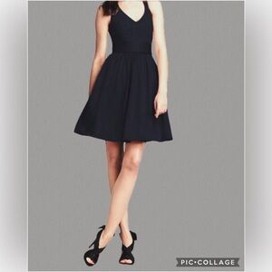 White by Vera Wang Black Halter Drop Waist Mini Dress with Bow Detail